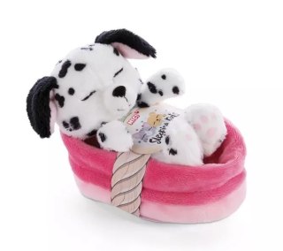 NICI 47891 Maskotka śpiący szczeniak Dalmatyńczyk 12cm w różowym koszyku