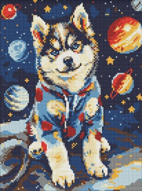 Diamentowa mozaika - Kosmiczny husky 30x40cm Diamentowa mozaika - Kosmiczny husky 30x40cm
