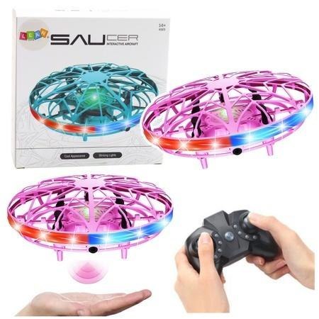 Dron UFO sterowany ręką ze światłem różowy Dron UFO sterowany ręką ze światłem różowy