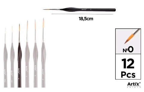 Pędzel ergonom malarski cienki liniowy 0# (12szt) Pędzel ergonom malarski cienki liniowy 0# (12szt)