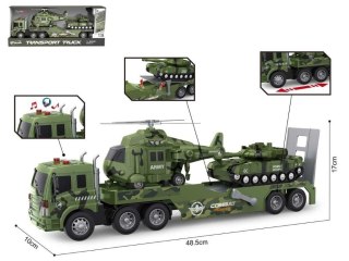 Auto laweta wojskowa + pojazdy 2szt światło/dźwięk