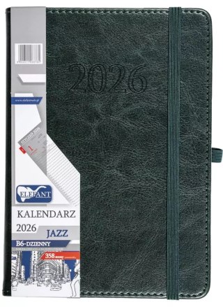 Kalendarz 2026 B6 dzienny Jazz, zielony