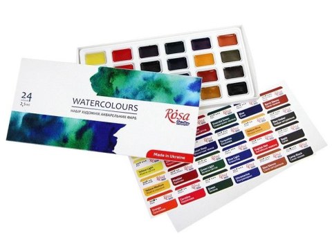 Farby akwarelowe w kostkach 2,5ml 24 kolorów Farby akwarelowe w kostkach 2,5ml 24 kolorów