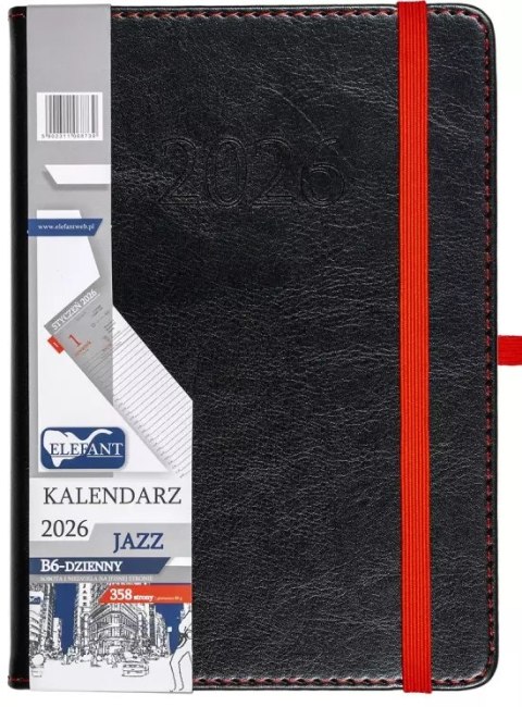Kalendarz 2026 B6 dzienny Jazz, czarny Kalendarz 2026 B6 dzienny Jazz, czarny