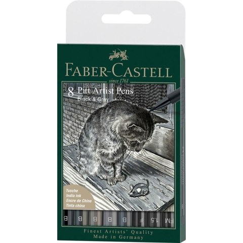 Pisaki Pitt Artist Pen B grey&black 8szt Pisaki Pitt Artist Pen B grey&black 8szt