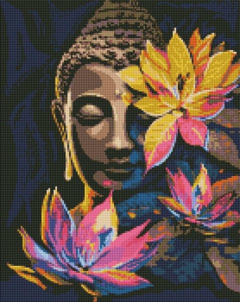 Diamentowa mozaika - Budda z lotosami 40x50cm Diamentowa mozaika - Budda z lotosami 40x50cm