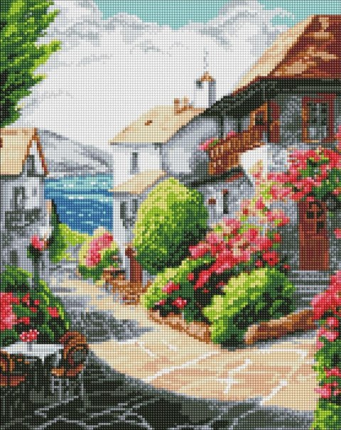 Diamentowa mozaika - Miasto nad morzem 40x50cm Diamentowa mozaika - Miasto nad morzem 40x50cm