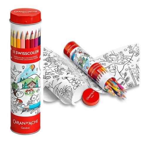Kredki Swisscolor w tubie z kolorowanką 18 kolorów Kredki Swisscolor w tubie z kolorowanką 18 kolorów