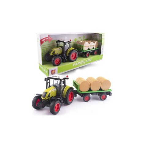 Traktor z przyczepą na bele siana światło i dźwięk Traktor z przyczepą na bele siana światło i dźwięk
