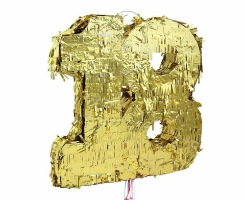 Piniata cyfra 18 metaliczna złota 50x40.5x8cm Piniata cyfra 18 metaliczna złota 50x40.5x8cm