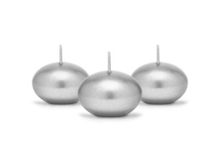 Świeca pływająca Dysk srebrna 4cm 50szt