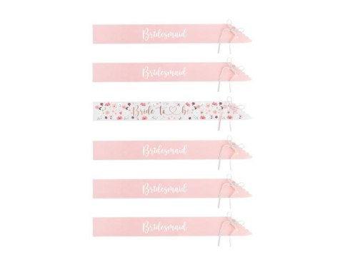 Szarfy Bride to be i Bridesmaid 76cm 6szt Szarfy Bride to be i Bridesmaid 76cm 6szt