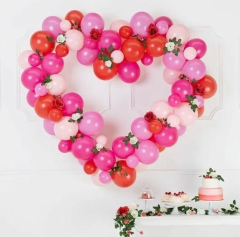 Girlanda balonowa ze stelażem Serce różowa 160cm Girlanda balonowa ze stelażem Serce różowa 160cm