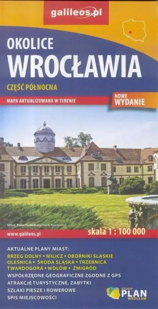 Okolice Wrocławia, część północna. Mapa 1:100 000