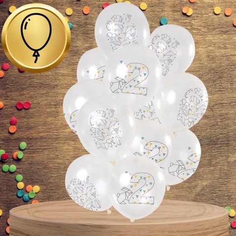 DUŻE BALONY TRANSPARENTNE BIAŁE 12 SZT 2 LATA ORIGAMI DRUGIE URODZINY DUŻE BALONY TRANSPARENTNE BIAŁE 12 SZT 2 LATA ORIGAMI DRUGIE URODZINY