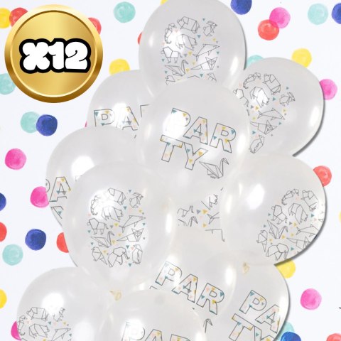 DUŻE BALONY TRANSPARENTNE BIAŁE 12 SZT PARTY ORIGAMI URODZINY DUŻE BALONY TRANSPARENTNE BIAŁE 12 SZT PARTY ORIGAMI URODZINY