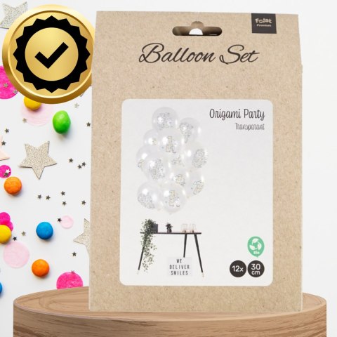 DUŻE BALONY TRANSPARENTNE BIAŁE 12 SZT ROCZEK ORIGAMI PIERWSZE URODZINY DUŻE BALONY TRANSPARENTNE BIAŁE 12 SZT ROCZEK ORIGAMI PIERWSZE URODZINY