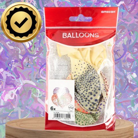 DUŻE BALONY TRANSPARENTNE PRZEŹROCZYSTE 6 SZT KROPKI KOLOROWE DUŻE BALONY TRANSPARENTNE PRZEŹROCZYSTE 6 SZT KROPKI KOLOROWE