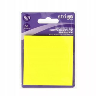 Karteczki samoprzylepne przezroczyste Strigo 75x75 50 kartek neonowe żółte