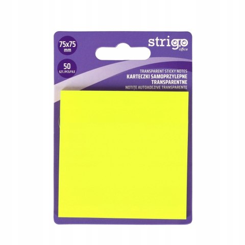 Karteczki samoprzylepne przezroczyste Strigo 75x75 50 kartek neonowe żółte Karteczki samoprzylepne przezroczyste Strigo 75x75 50 kartek neonowe żółte