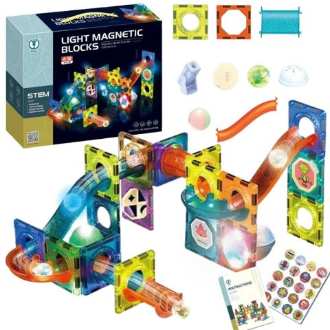 Klocki magnetyczne świecący tor 49el Klocki magnetyczne świecący tor 49el
