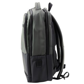 Plecak Miejski Biznesowy USB Kieszeń Na Laptopa Czarno Szary 16L