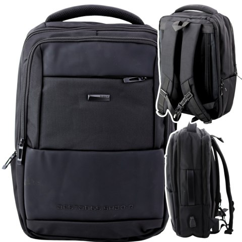 Plecak Miejski Biznesowy USB Pas Piersiowy Czarny 26L Plecak Miejski Biznesowy USB Pas Piersiowy Czarny 26L