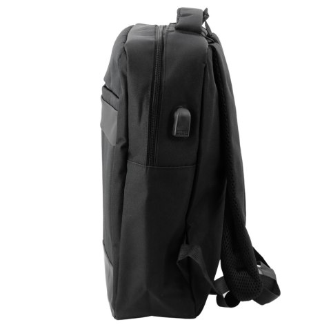 Plecak Miejski Biznesowy USB Przegroda Środkowa Czarny 14L Plecak Miejski Biznesowy USB Przegroda Środkowa Czarny 14L