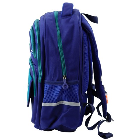 Plecak Szkolny Dziecięcy Pas Piersiowy Granatowo Zielony 38x28x19 cm Plecak Szkolny Dziecięcy Pas Piersiowy Granatowo Zielony 38x28x19 cm