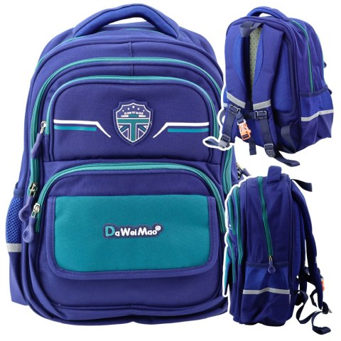 Plecak Szkolny Dziecięcy Pas Piersiowy Granatowo Zielony 38x28x19 cm Plecak Szkolny Dziecięcy Pas Piersiowy Granatowo Zielony 38x28x19 cm