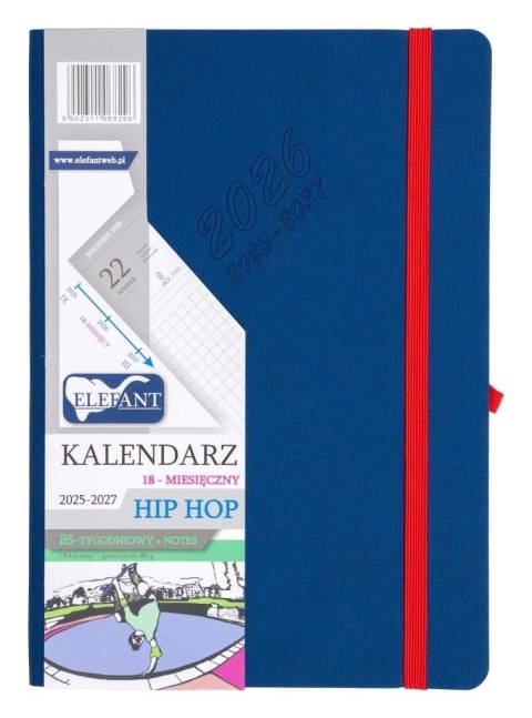 Kalendarz 2025/2027 B5 18M + notes Hip Hop granat Kalendarz 2025/2027 B5 18M + notes Hip Hop granat