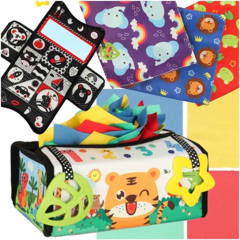 Sorter pudełko z chusteczkami sensoryczne montessori mata 2w1 Sorter pudełko z chusteczkami sensoryczne montessori mata 2w1