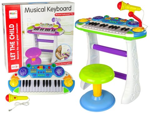 Organy Keyboard Krzesełko Mikrofon Niebieski Organy Keyboard Krzesełko Mikrofon Niebieski