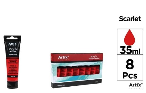 Farba akrylowa czerwień błyszcząca 35ml (8szt) Farba akrylowa czerwień błyszcząca 35ml (8szt)