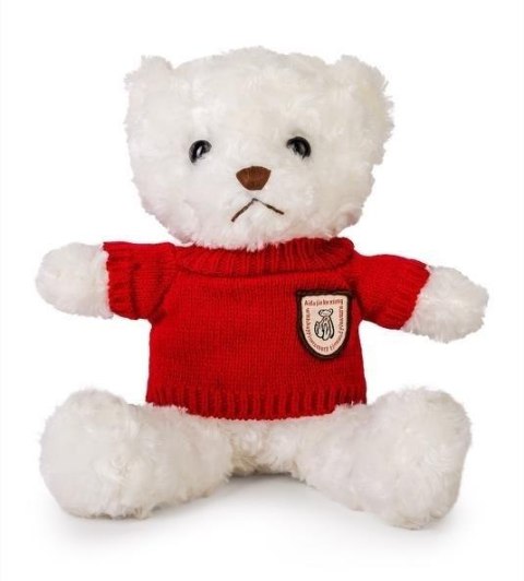 Miś biały 22cm w sweterku czerwony Miś biały 22cm w sweterku czerwony