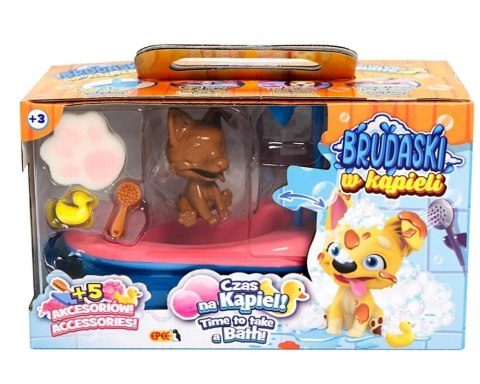 Brudaski w kąpieli piesek Corgi czarno-biały 5el Brudaski w kąpieli piesek Corgi czarno-biały 5el
