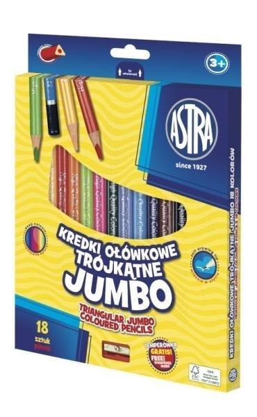 Kredki ołówkowe trójkątne Jumbo 18 kol ASTRA Kredki ołówkowe trójkątne Jumbo 18 kol ASTRA