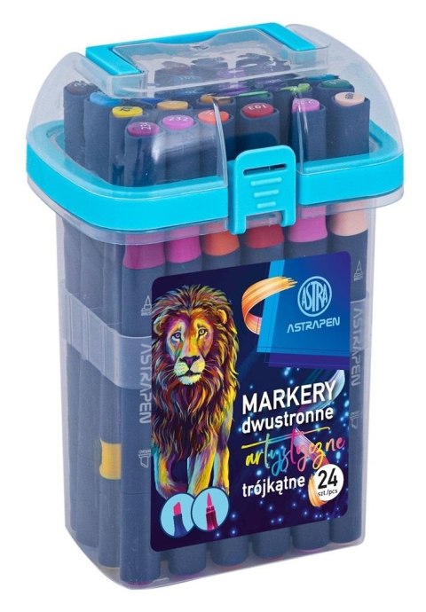 Markery trójkątne dwustronne 24 kol ASTRA Markery trójkątne dwustronne 24 kol ASTRA