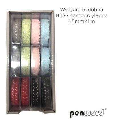 Wstążka ozdobna samoprzylepna 15mmx1m (12szt) Wstążka ozdobna samoprzylepna 15mmx1m (12szt)
