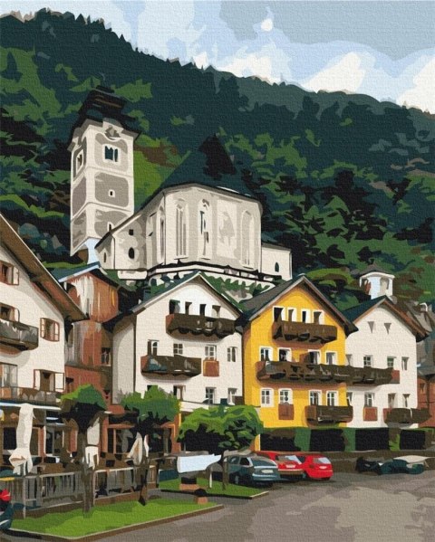 Malowanie po numerach - Górskie Miasteczko 40x50cm Malowanie po numerach - Górskie Miasteczko 40x50cm