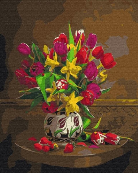 Malowanie po numerach - Tulipany i żonkile 40x50cm Malowanie po numerach - Tulipany i żonkile 40x50cm
