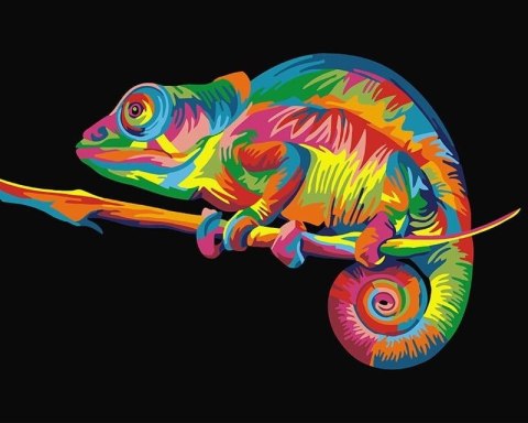 Malowanie po numerach - Tęczowy kameleon 40x50cm Malowanie po numerach - Tęczowy kameleon 40x50cm