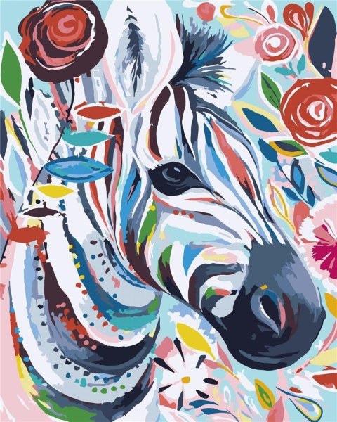 Malowanie po numerach - Zebra kolorowa 40x50cm Malowanie po numerach - Zebra kolorowa 40x50cm