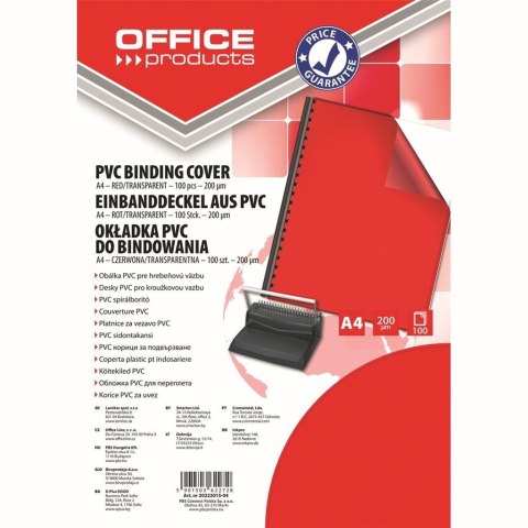 Okładki do bindowania A4 PCV 200mikr czerwone 100s Okładki do bindowania A4 PCV 200mikr czerwone 100s