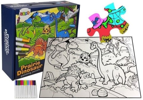 Puzzle do kolorowania dinozaury 24el Puzzle do kolorowania dinozaury 24el