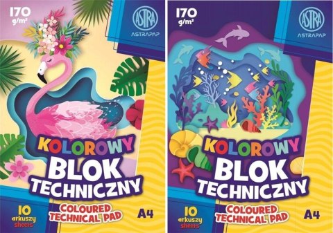 Blok kolorowy barwiony A4/10K 170g (10szt) Blok kolorowy barwiony A4/10K 170g (10szt)