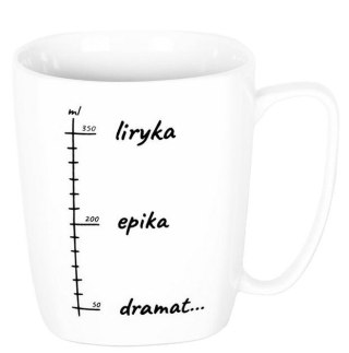 Kubek ceramiczny biały Liryka, epika, dramat...