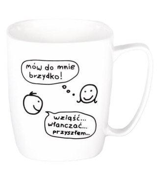 Kubek ceramiczny biały Mów do mnie brzydko