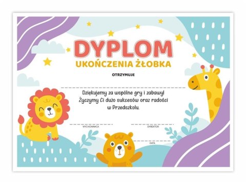Dyplom A4 ukończenia żłobka - Zwierzaczki 30szt Dyplom A4 ukończenia żłobka - Zwierzaczki 30szt