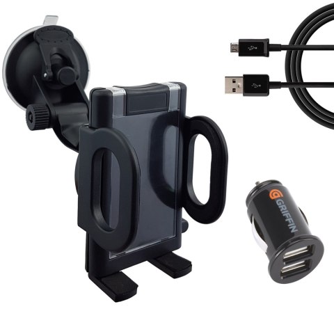 Uchwyt na telefon z ładowarką i przewodem USB Uchwyt na telefon z ładowarką i przewodem USB